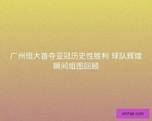 广州恒大首夺亚冠历史性胜利 球队辉煌瞬间组图回顾